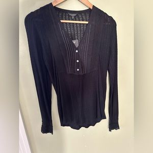 Lucky Brand black sheer long sleeve size Small